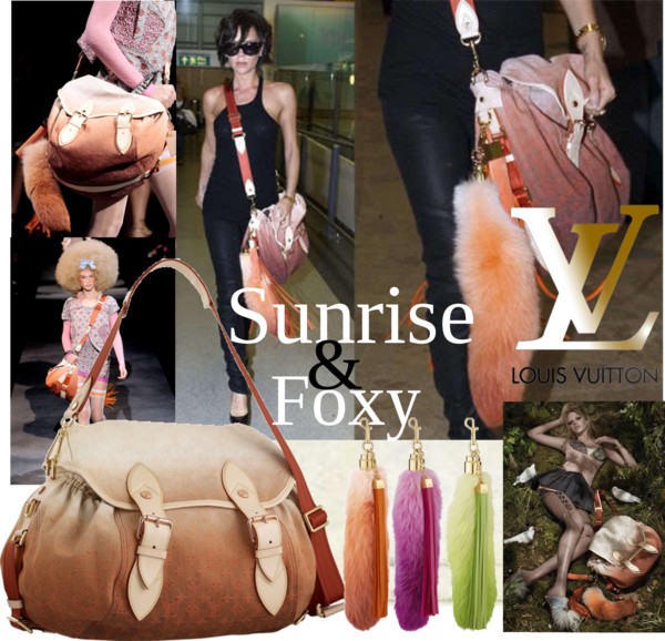 Victoria Beckham with Louis Vuitton Fox Tail Fur Tassels Messenger Bag