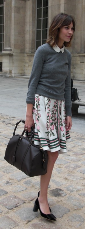 Alexa Chung arriving for the Louis Vuitton Fall-Winter 2010/2011  ready-to-wear collection show held at the Cour Carree du Louvre in Paris,  France, on March 10, 2010, as part of the Paris Fashion