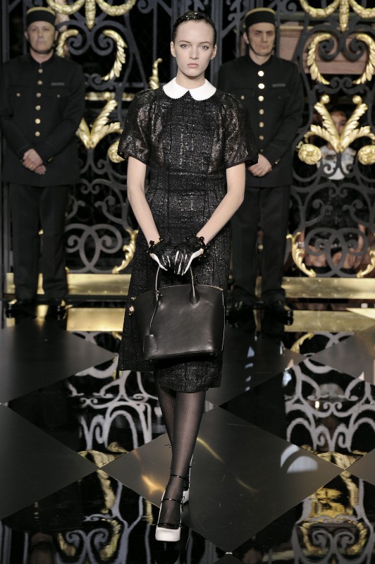 Caroline Sieber attending the Louis Vuitton Ready to Wear Spring / Summer  2012 show during Paris Fashion Week held at the Cour Carree du Louvre on  October 5, 2011 in Paris, France.