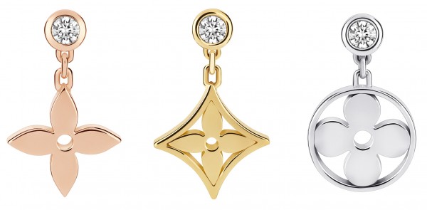 Louis Vuitton Blossom Monogram Long Diamond Gold Earrings