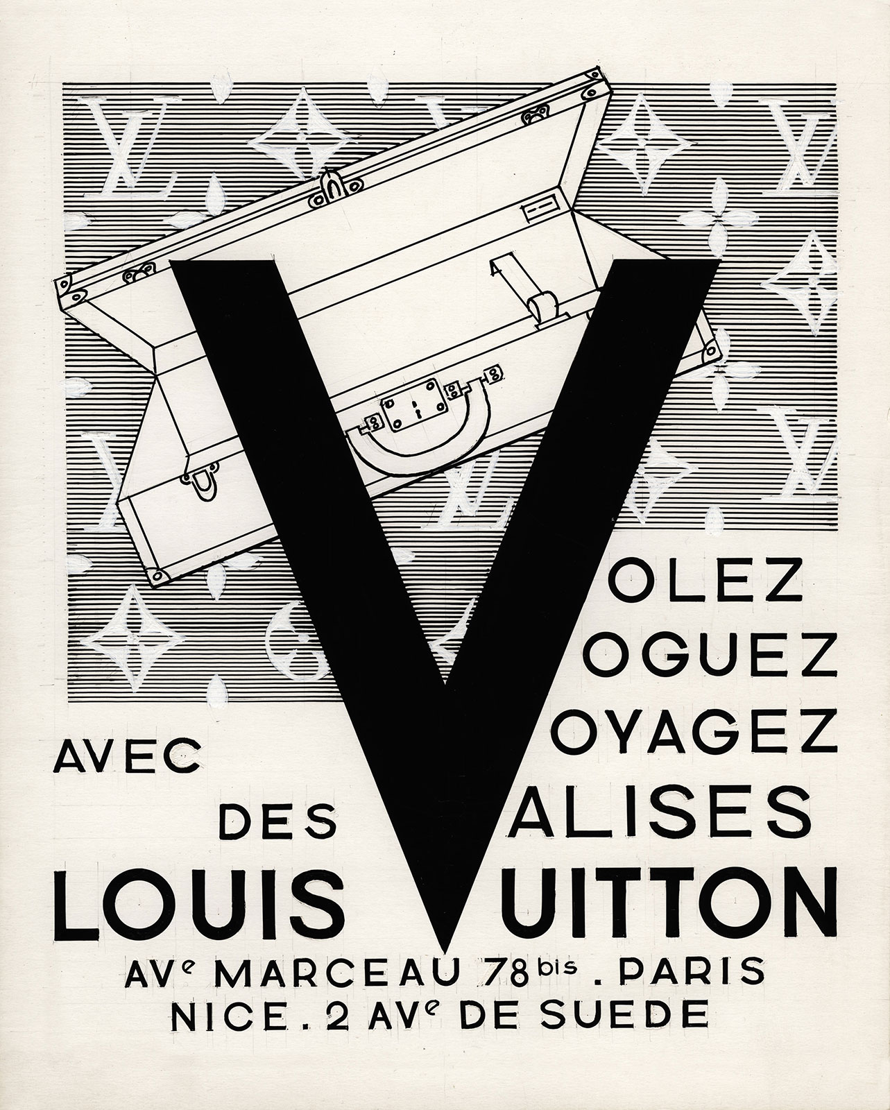 Decor Louis Vuitton Volez Voguez Voyagez Exhibition Poster - Blue Wall  Decor, Decor & Accessories - DECOR37220